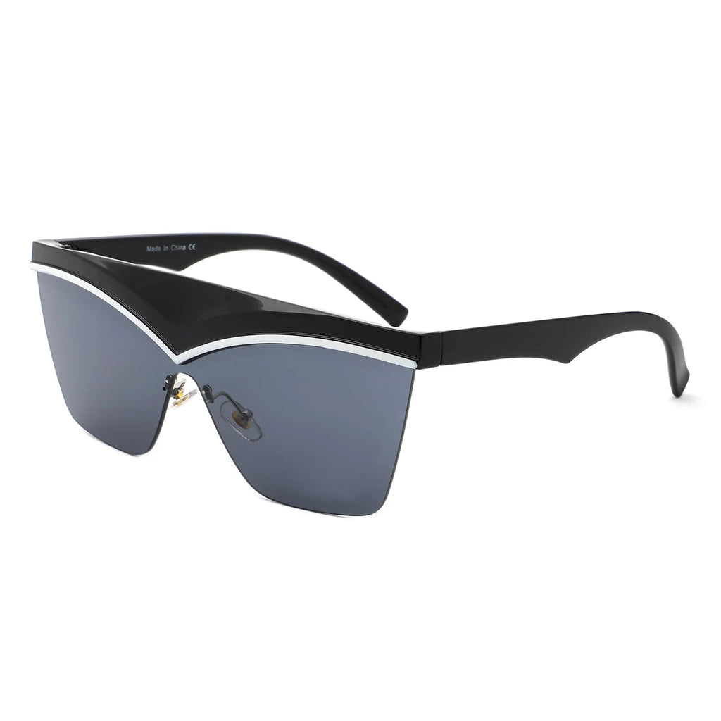 Lythia - Semi-Rimless Fashion Flat Top Sunglasses-2