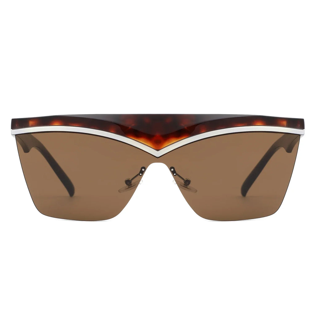 Lythia - Semi-Rimless Fashion Flat Top Sunglasses-4