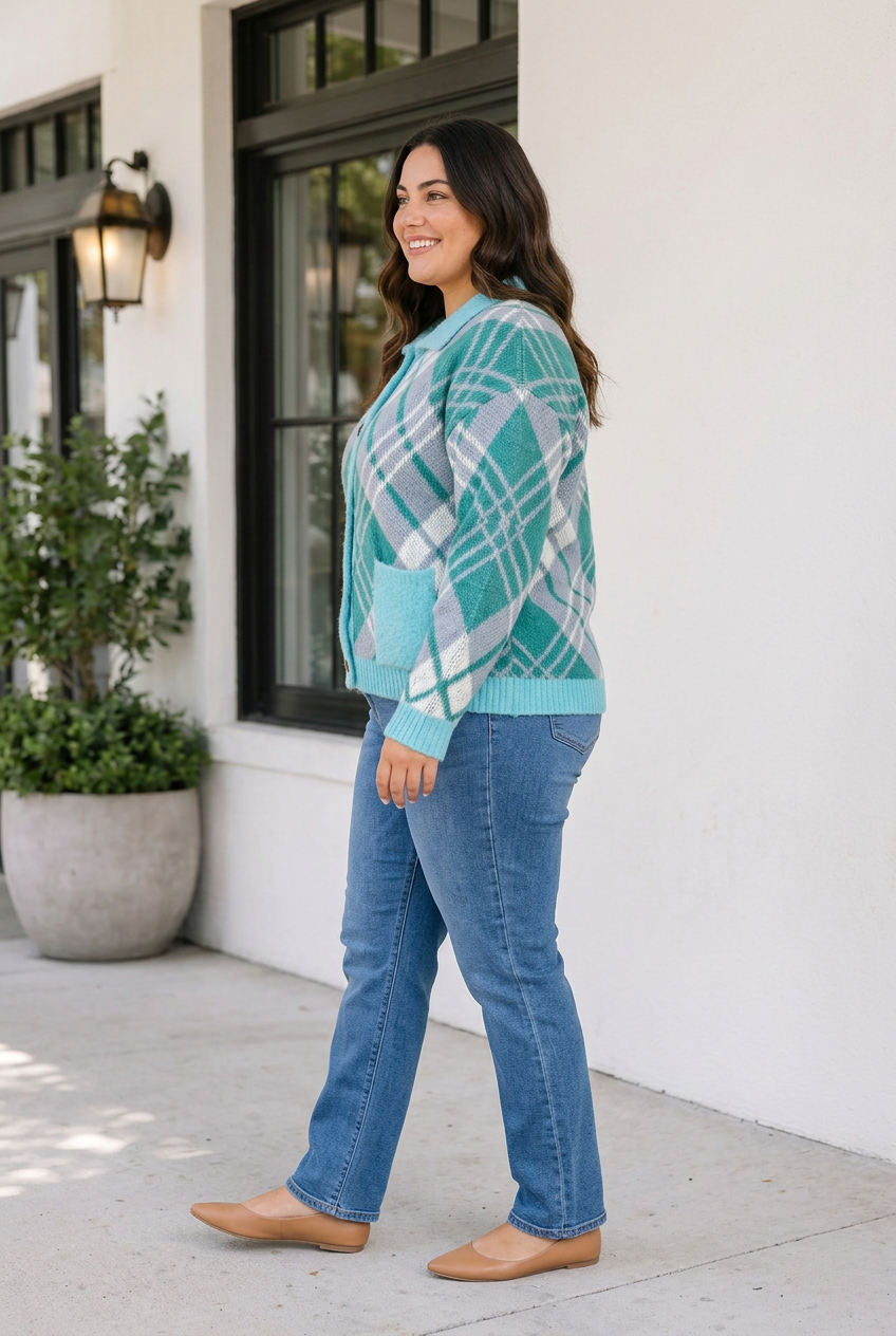 Rheia Shift Cardigan Sweater Long Sleeve PLUS Top