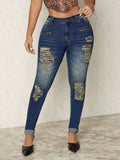 Distressed Skinny Jeans 👖 | High-Stretch Ripped Denim for Women