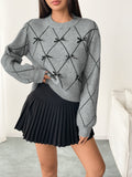 Loose Bow Long Sleeve Pullover Knit Sweater