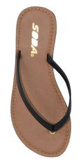 Black Thong Flip Flop Sandals for Women – Flat Slip-On Classic Beach Shoes