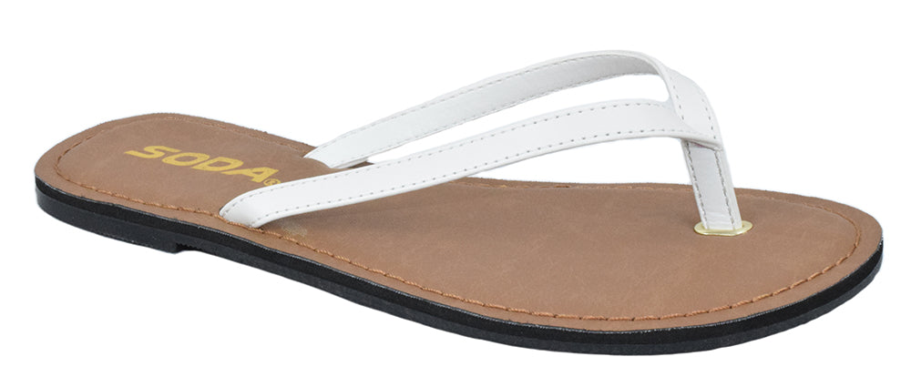 White Thong Flip Flop Sandals for Women – Flat Slip-On Fresh Beach Shoes