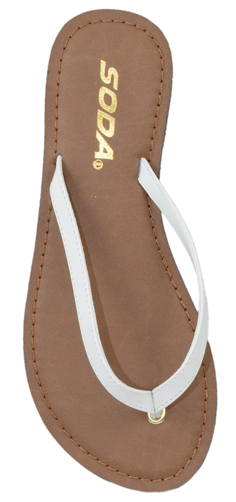 White Thong Flip Flop Sandals for Women – Flat Slip-On Fresh Beach Shoes