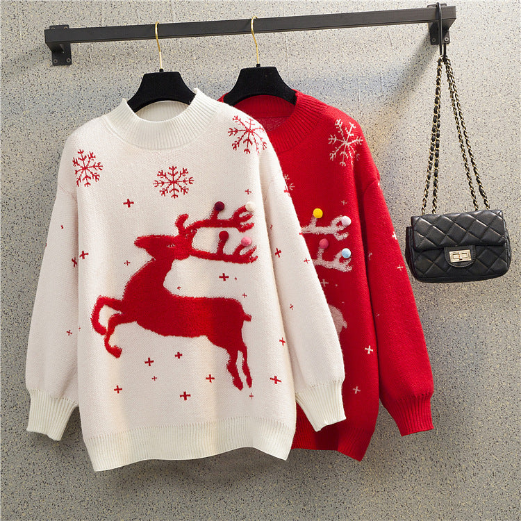 Women's round neck Christmas knitted sweater for women