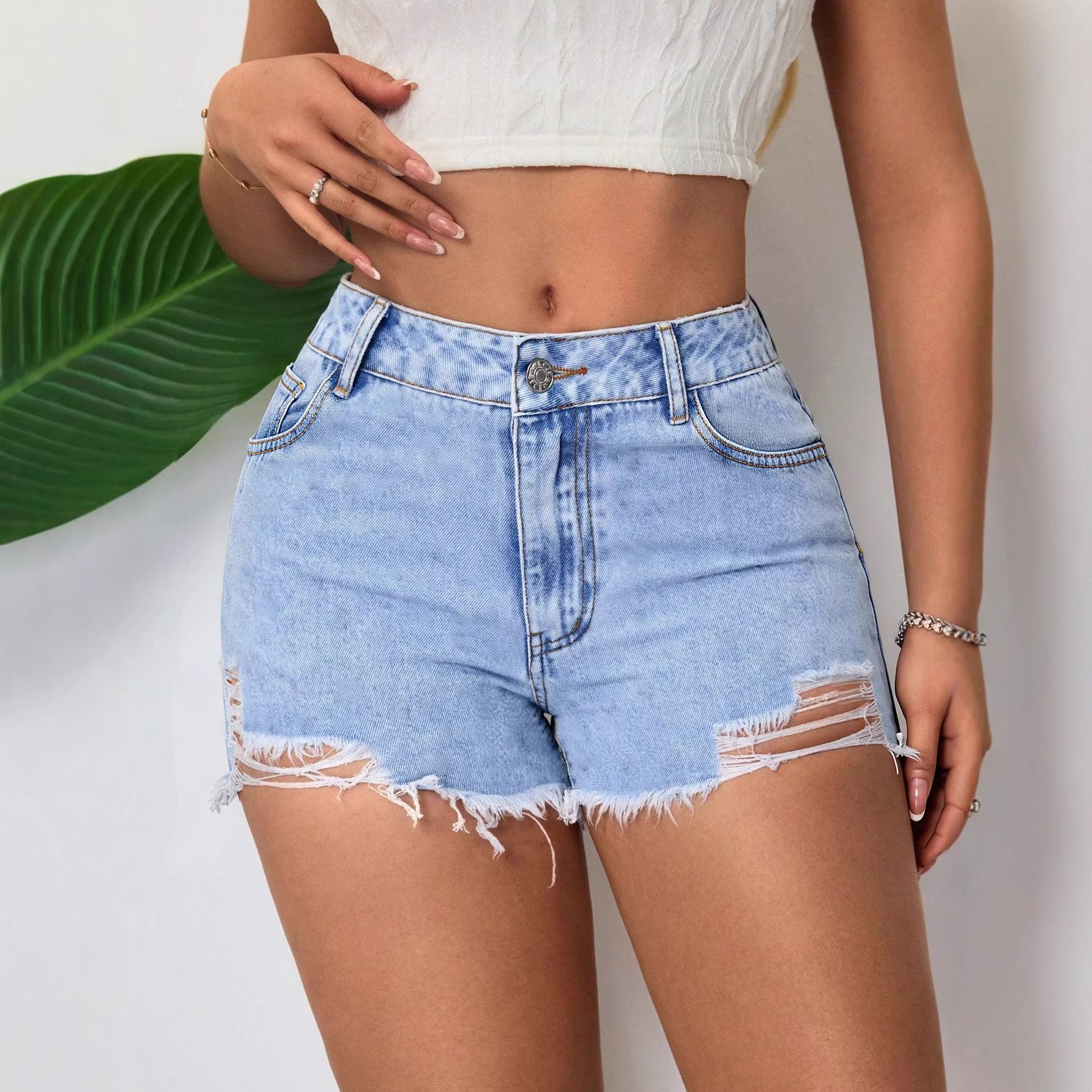Ripped Denim Shorts ✂️ | High-Waist Distressed Jean Shorts for Women