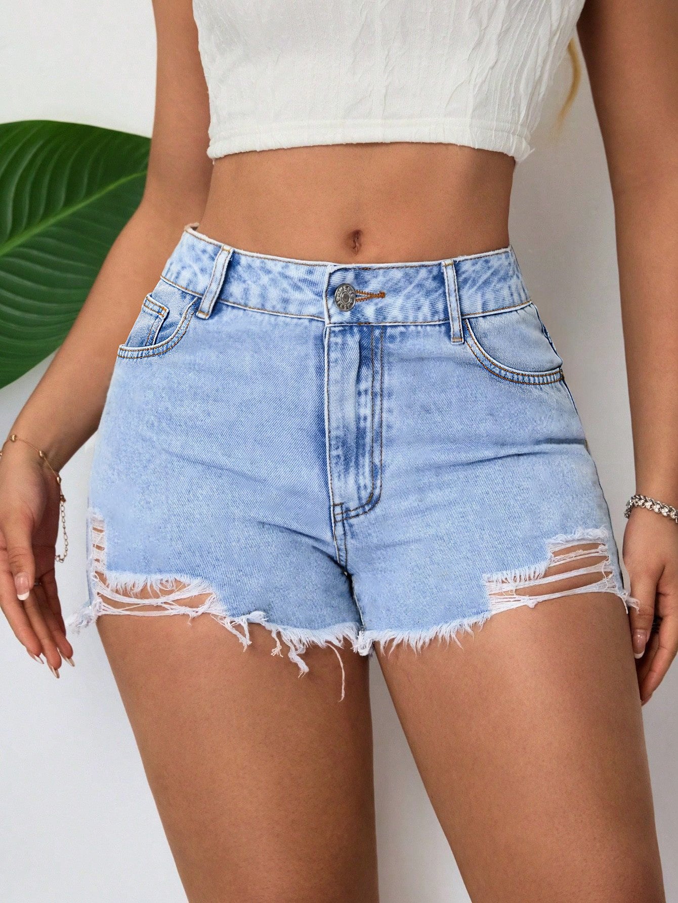 Ripped Denim Shorts ✂️ | High-Waist Distressed Jean Shorts for Women