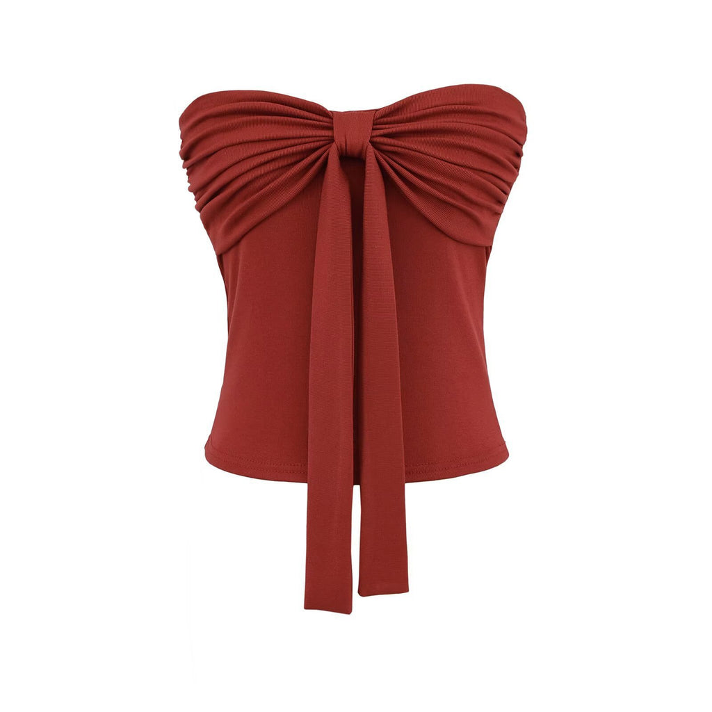 Bow tie strapless vest for women