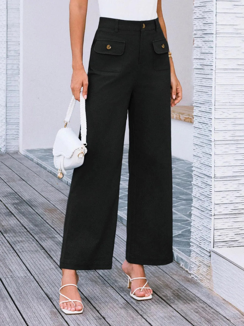 Pantalon de pierna ancha y cintura alta para mujer - foto 11