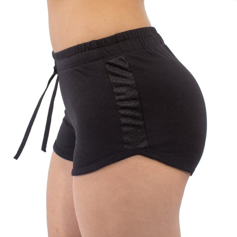 2008 Women's Contrast Mesh Detail Shorts – French Terry Activewear