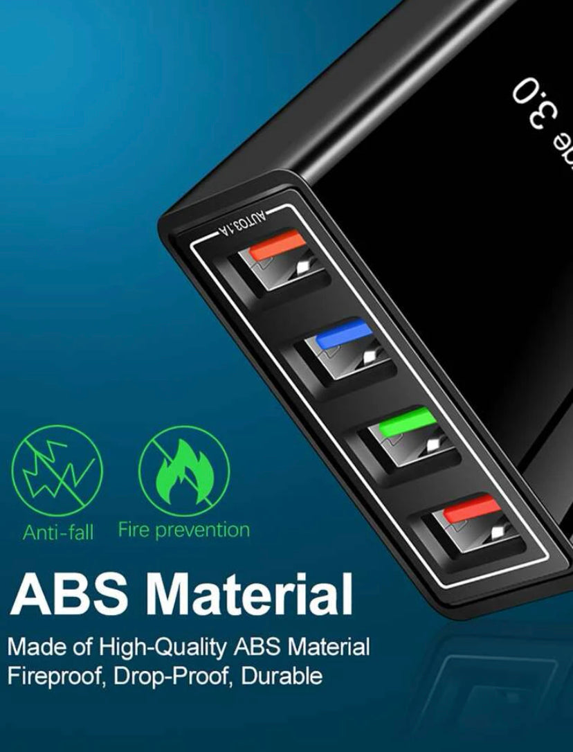 4-Port USB Wall Charger ⚡ | Fast Charging Travel Plug Block Cube