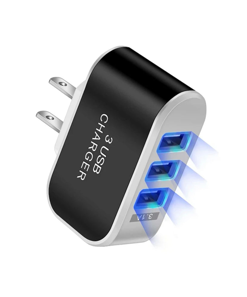 3-Port USB Wall Charger ⚡ | Compact Fast Charging Plug Block Cube