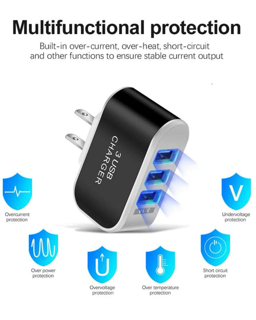3-Port USB Wall Charger ⚡ | Compact Fast Charging Plug Block Cube