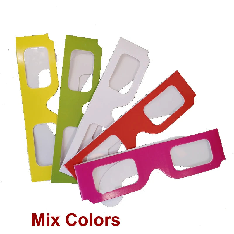 100pcs Pack 3D Paper Prisms Diffraction Rainbow Glasses For Laser Shows,Raves,Lights For New Year&Christmas Holidays
