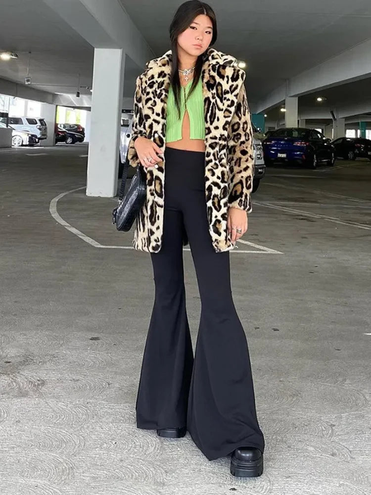 Black Pants For Women Streetwear High Waisted Trousers Slim Y2k Clothes Pantalones Mujer Casual Flare Pants Full Length Capris