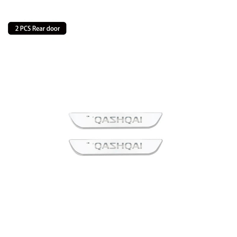 Car LED Door Sill Light for Nissan Qashqai Anti-Scratch Protection Strip USB Power Moving Welcome Car Scuff Pedal Custom Logo