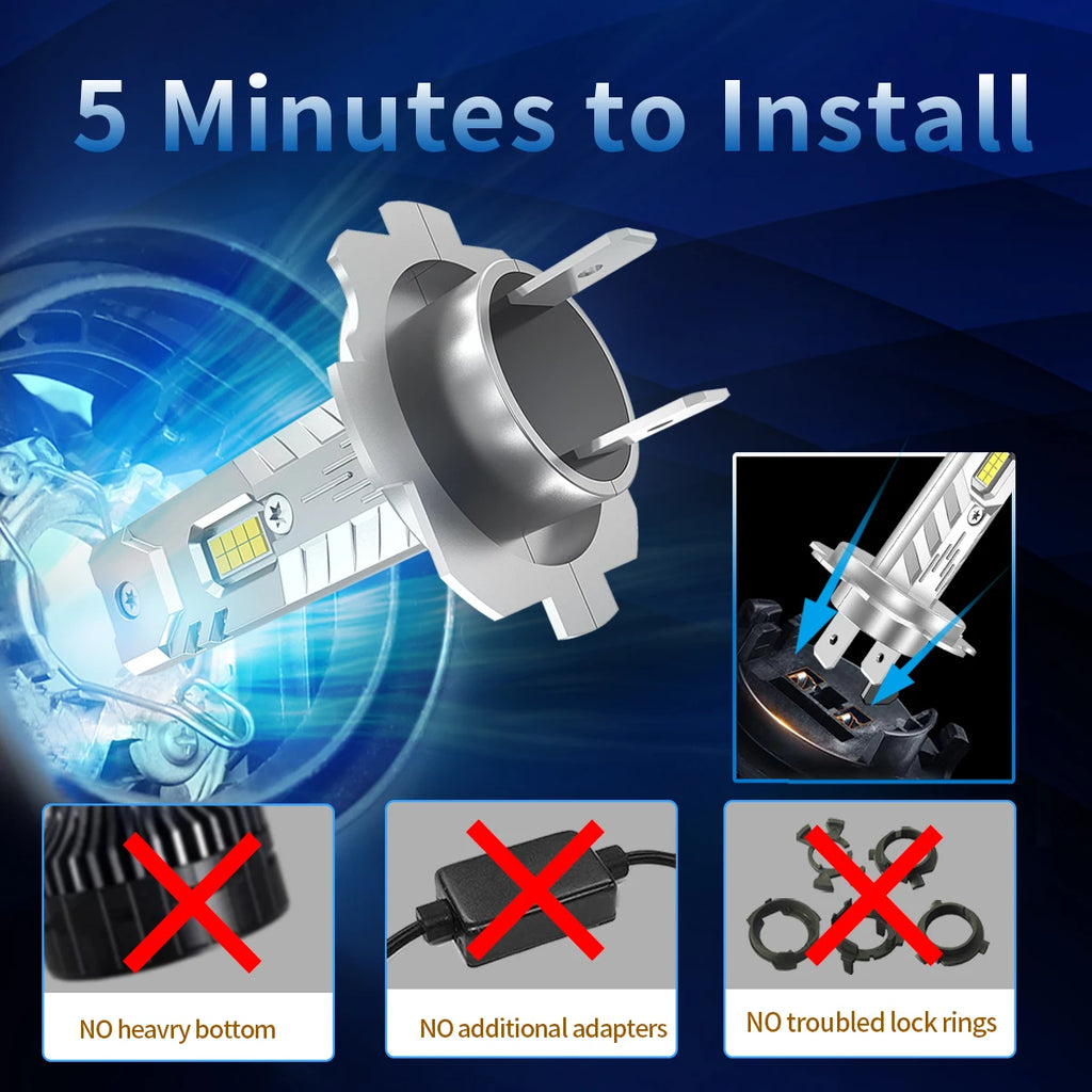 2PCS H7 H4 9005 9006 HB3 HB4 H11 H8 H9 LED Headlight Bulbs 12V 6000K 3570Chips Plug and Play for Car Headlight Lights