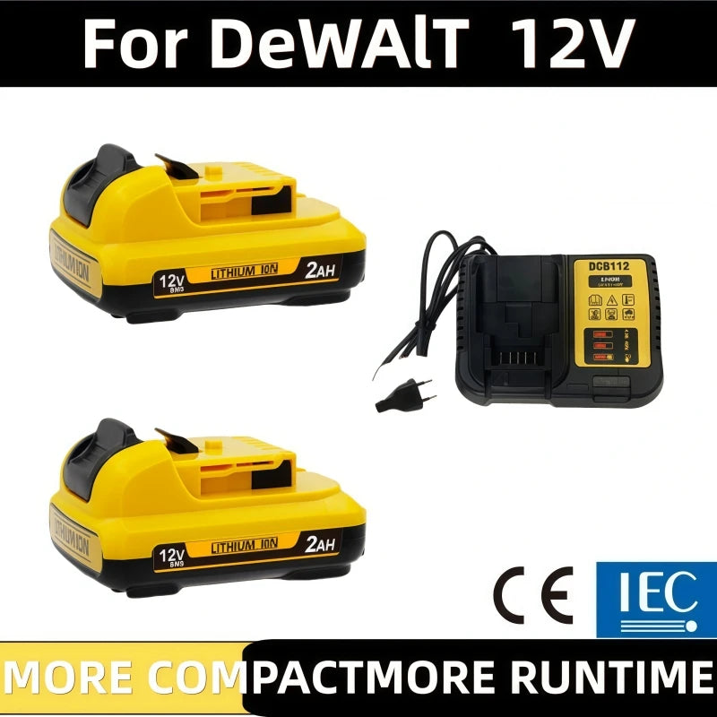 .For DeWalt 12V 2Ah 3Ah 5Ah 6Ah Battery DCB127 DCB124-XJ DCD796 DCF922 Rechargeable Lithium-ion.