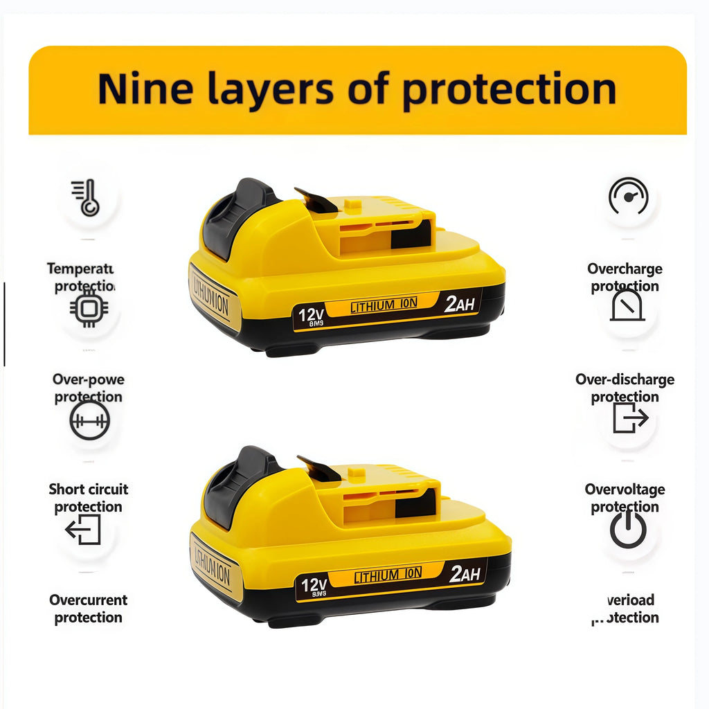 .For DeWalt 12V 2Ah 3Ah 5Ah 6Ah Battery DCB127 DCB124-XJ DCD796 DCF922 Rechargeable Lithium-ion.