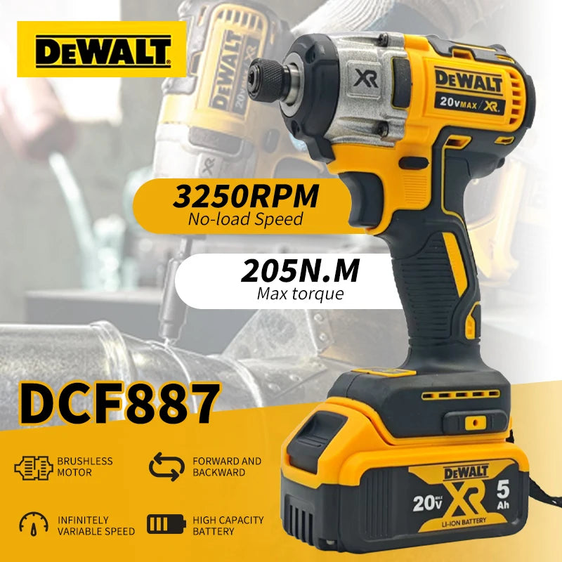 DEWALT DCF887 Brushless 205N.m Electric Wrench Cordless Impact Wrench Multifunctional Portable Electric Tools For DEWALT Battery
