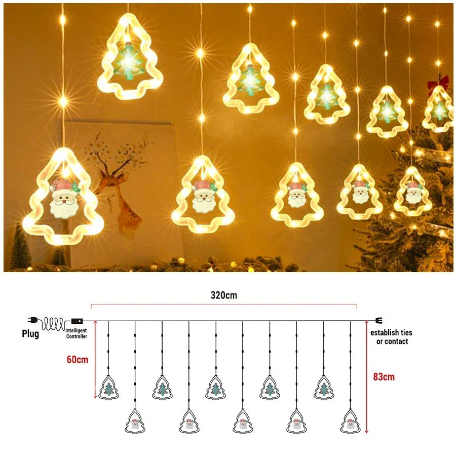 3M Christmas Wish Ring Curtain Curtain Garland Decorations For Home Christmas Ornaments Xmas Gifts Navidad 2024 New Year Decor