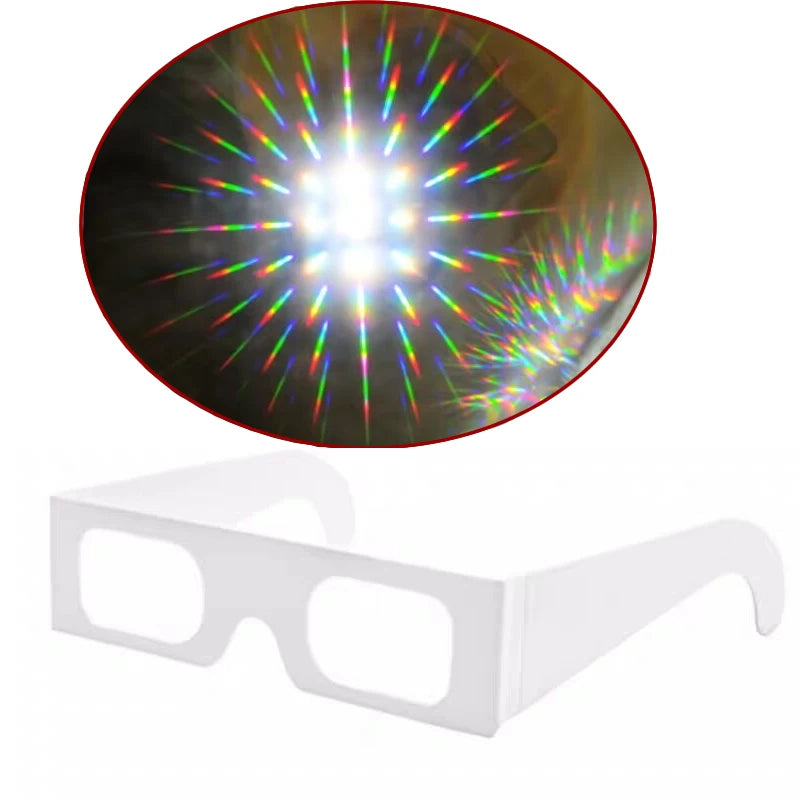 100pcs Pack 3D Paper Prisms Diffraction Rainbow Glasses For Laser Shows,Raves,Lights For New Year&Christmas Holidays