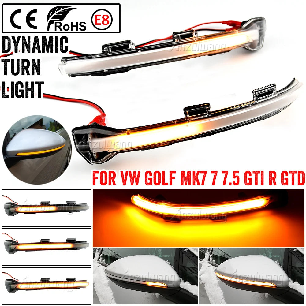 Dynamic LED Turn Signal for VW Golf MK7.5 GTI 7 7.5 R Rline GTD MKVII Mirror Light clear 2013 2015 2018 2019 2020