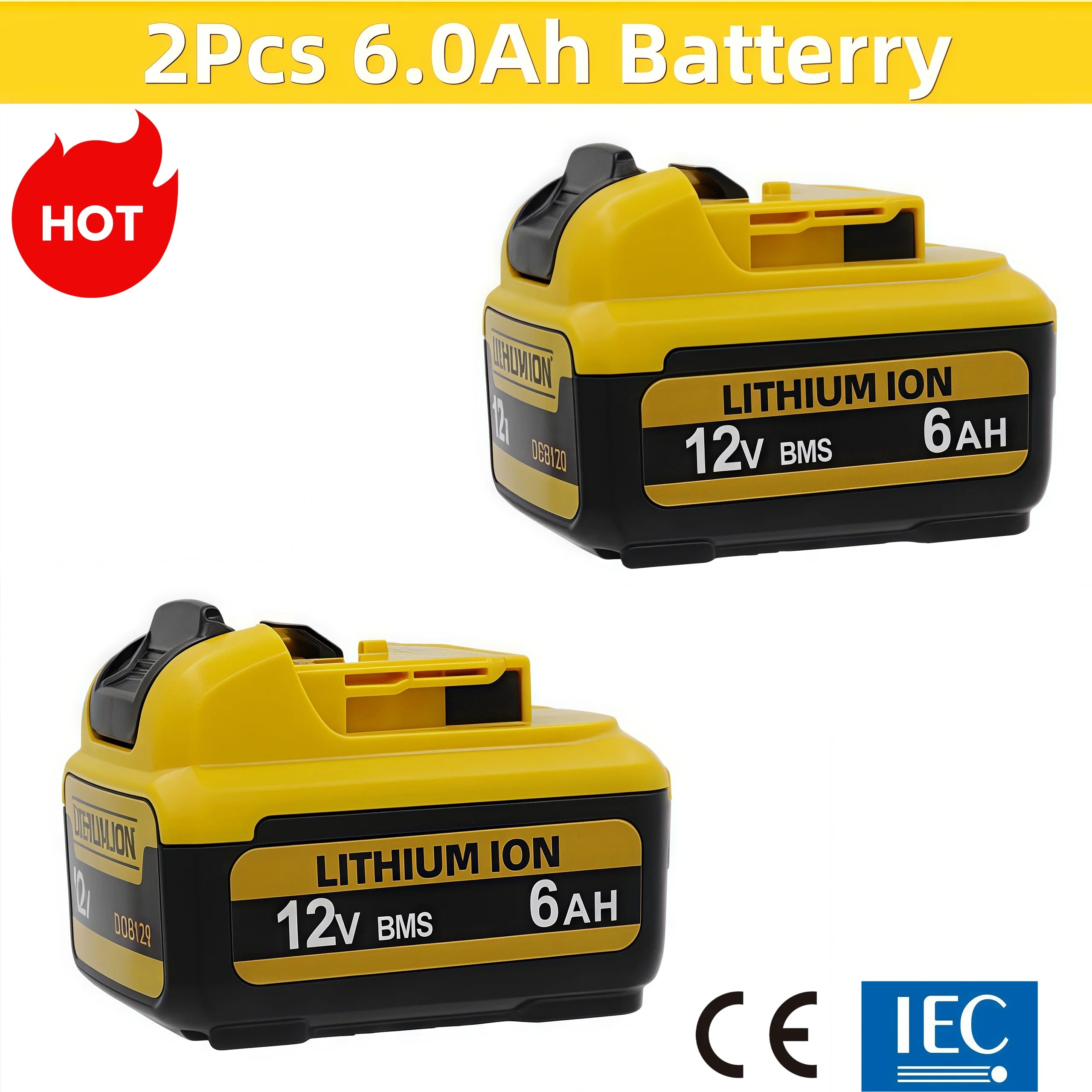 .For DeWalt 12V 2Ah 3Ah 5Ah 6Ah Battery DCB127 DCB124-XJ DCD796 DCF922 Rechargeable Lithium-ion.