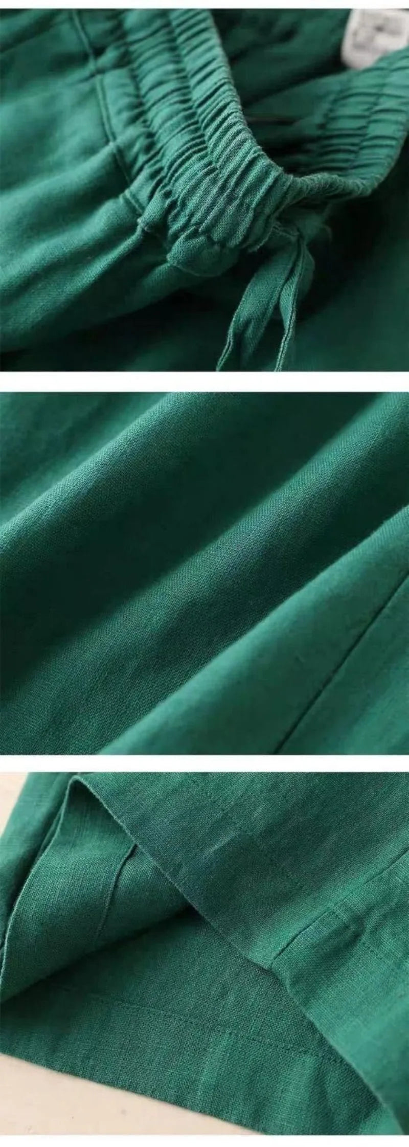 2026 Summer Women Pants Cotton Linen Elastic Waist Wide-leg Trousers Casual Lightweight Solid Palazzo Pantalones De Mujer