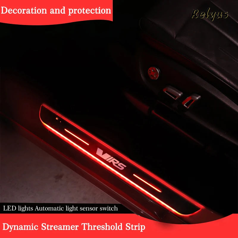 Car Door Sill LED Welcome Pedal Scuff Plate 7 Color Ambient Light for Skoda VRS Octavia Fabia Kamiq Karoq Kodiaq Rapid Superb
