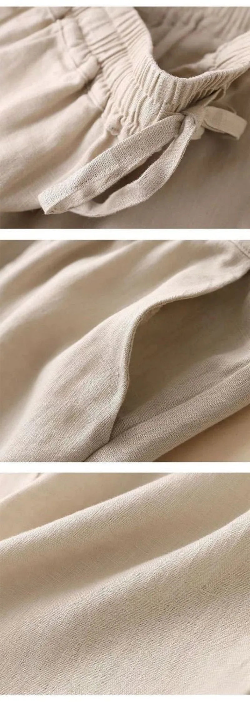 2026 Summer Women Pants Cotton Linen Elastic Waist Wide-leg Trousers Casual Lightweight Solid Palazzo Pantalones De Mujer