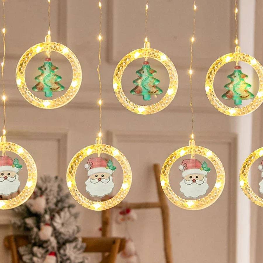 3M Christmas Wish Ring Curtain Curtain Garland Decorations For Home Christmas Ornaments Xmas Gifts Navidad 2024 New Year Decor
