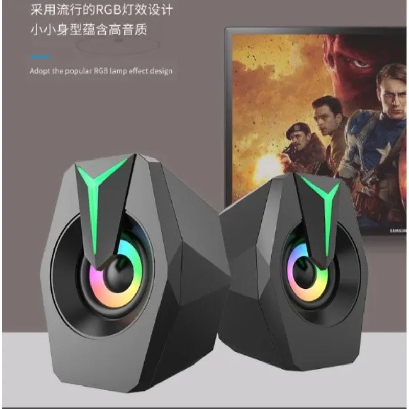 Black Mini USB Powered Wired 2.0 Gaming Music Speaker for Desktop Laptop PC