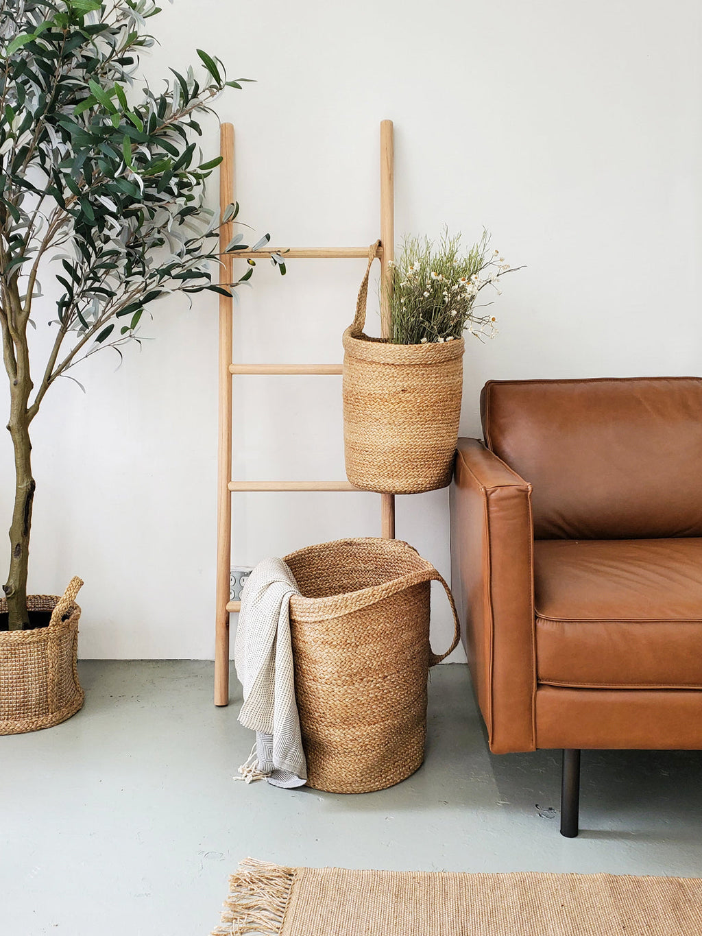 Cesta Decorativa de Pared Kata - Yute Trenzado