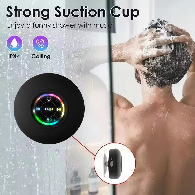 Bathroom Waterproof Wireless with Colorful LED Bluetooth Speaker Large Suction Cup Mini Portable Speaker Outdoor Stereo Speaker