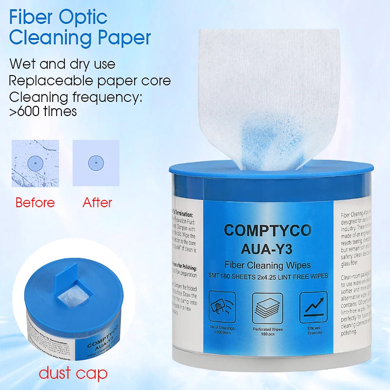 COMPTYCO AUA-Y3 Fiber Optic Cleaning Paper Dust-free Paper Wipe Paper FTTH Optical Fiber Cleaning Tool