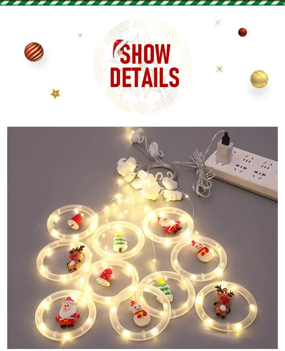 3M Christmas Wish Ring Curtain Curtain Garland Decorations For Home Christmas Ornaments Xmas Gifts Navidad 2024 New Year Decor