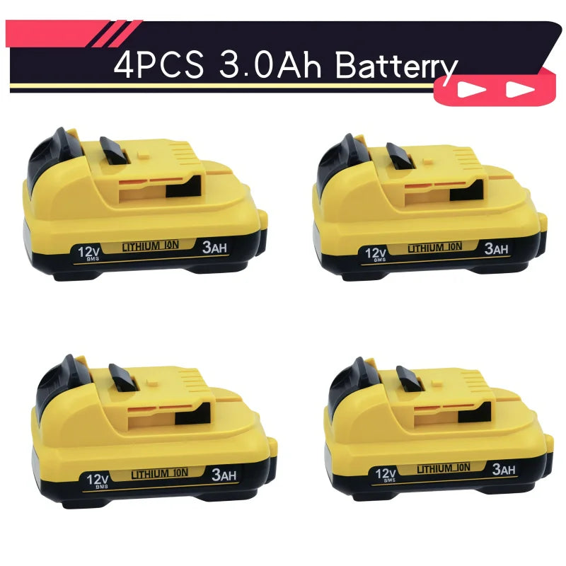 .For DeWalt 12V 2Ah 3Ah 5Ah 6Ah Battery DCB127 DCB124-XJ DCD796 DCF922 Rechargeable Lithium-ion.