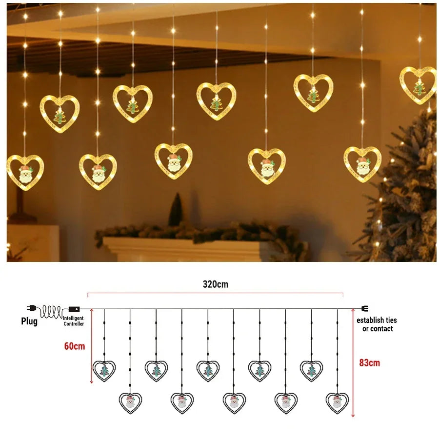 3M Christmas Wish Ring Curtain Curtain Garland Decorations For Home Christmas Ornaments Xmas Gifts Navidad 2024 New Year Decor