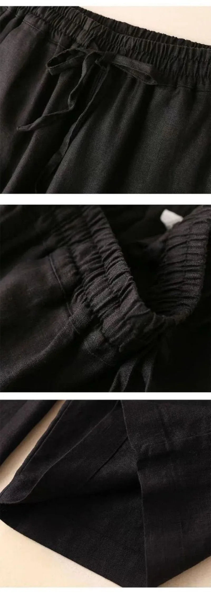 2026 Summer Women Pants Cotton Linen Elastic Waist Wide-leg Trousers Casual Lightweight Solid Palazzo Pantalones De Mujer