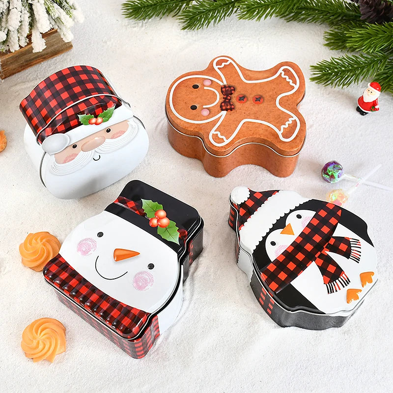 Christmas Gingerbread Iron Candy Boxes Merry Christmas Decorations for Home New Year Xmas Gifts Box Christmas Ornaments Navidad
