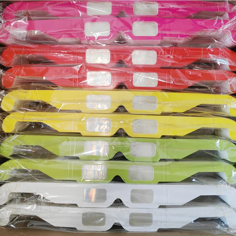 100pcs Pack 3D Paper Prisms Diffraction Rainbow Glasses For Laser Shows,Raves,Lights For New Year&Christmas Holidays