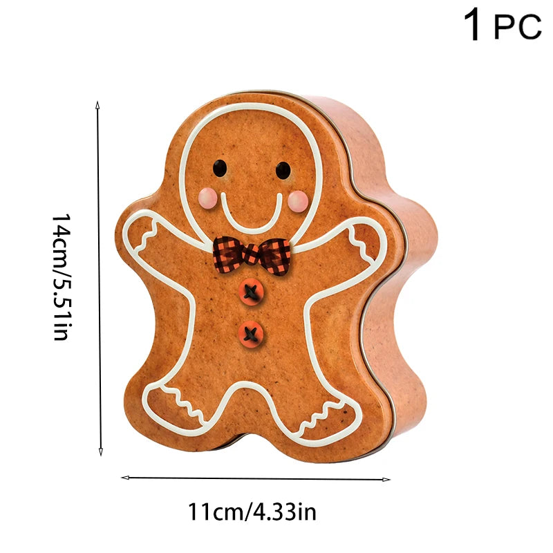 Christmas Gingerbread Iron Candy Boxes Merry Christmas Decorations for Home New Year Xmas Gifts Box Christmas Ornaments Navidad