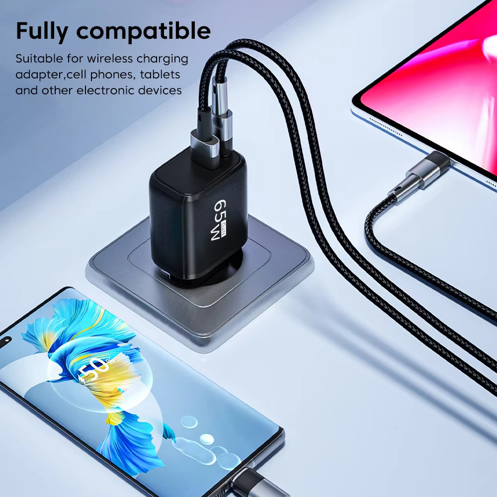 Gan 65W PD Fast Charger USB Typec Charger Cellphone Quick Charge3.0 EU/US Plug Wall Charger Adapter for Iphone Xiaomi 14 Samsung