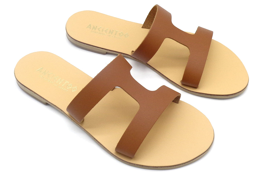 Greek Leather Slide Sandals for Women – Bia Minimalist Flat Slides | Beach & City Style