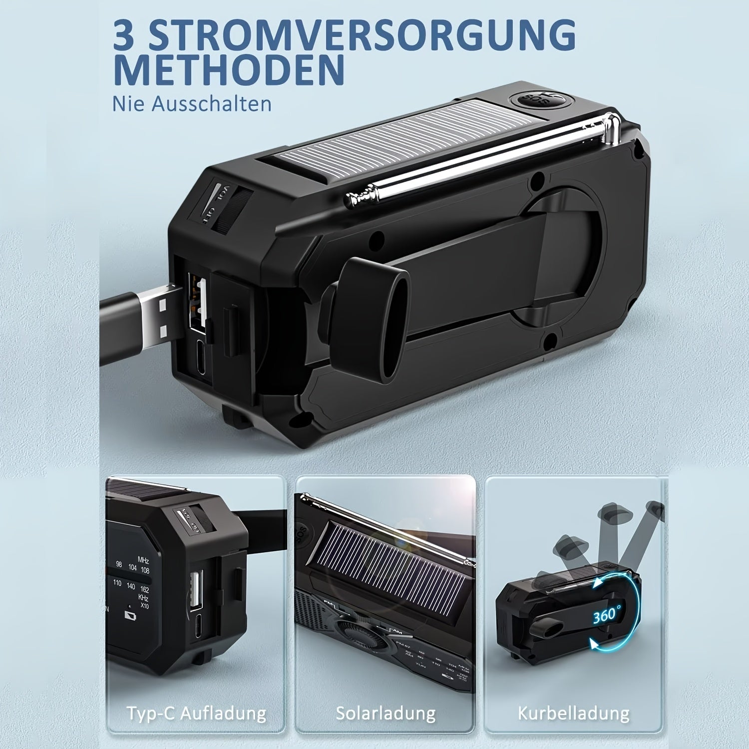 Emergency Radio Solar Hand Crank USB Power Bank-3
