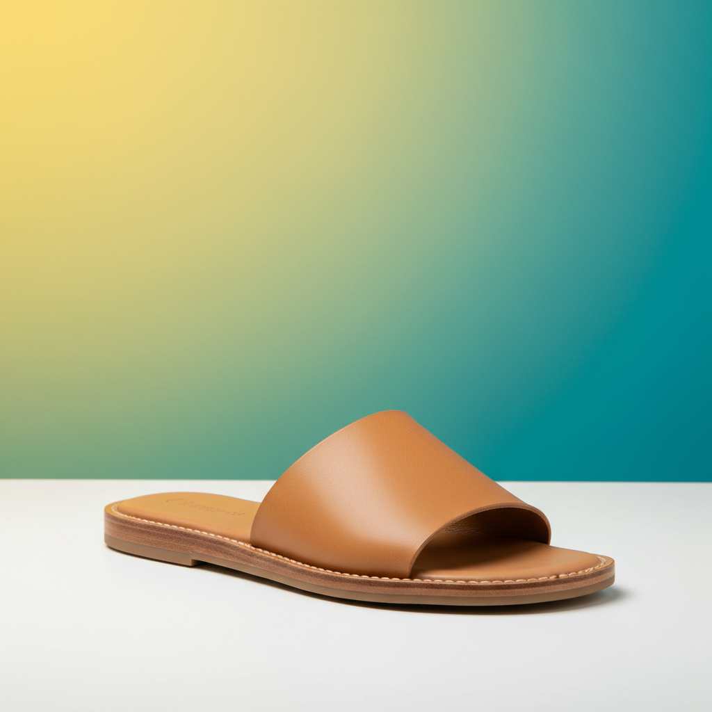 Clio Greek Leather Slides - Natural Tan