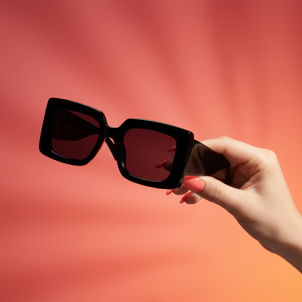 CLEMSON Oversized Retro Square Sunglasses - Professional lifestyle shot with gradient background