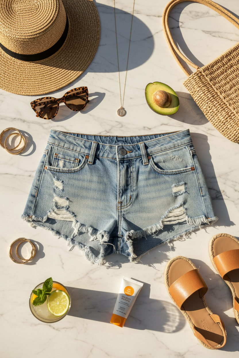 Women's distressed denim booty shorts low rise cheeky cut summer style