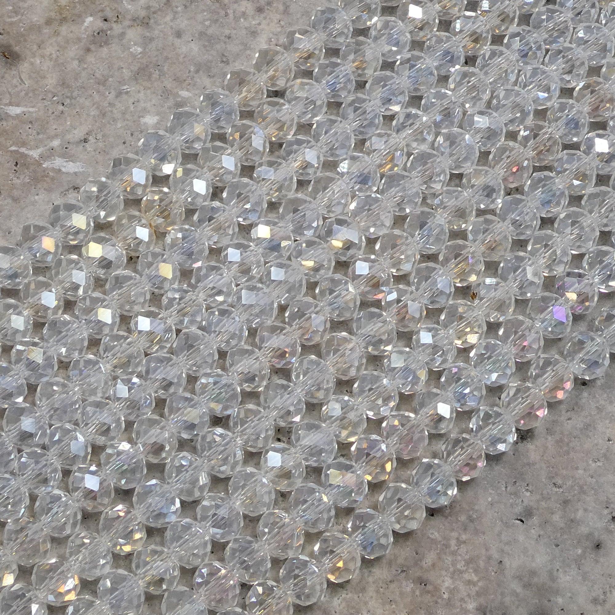 Crystal Faceted Rondelle Clear AB, 2mm 4mm 6mm 8mm